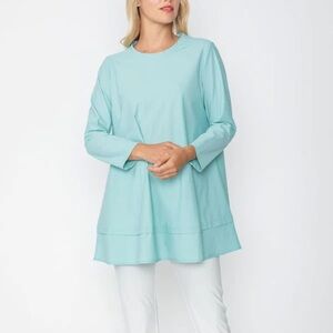 IC Collection Aqua Pleats Detail Long Sleeve Top Large